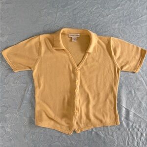 Casual Corner Yellow Button Up Sweater